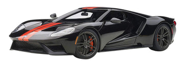 Autoart 2017 Ford GT Shadow Black with Orange Stripes 1/18 Model Car