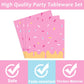 Tevxj 96Pcs Donut Themed Birthday Tableware Set Donuts Pink Dinnerware Disposable Plates Sweet Party Plates Napkins Forks For Baby Shower Party Decorations Supplies 24 Guests