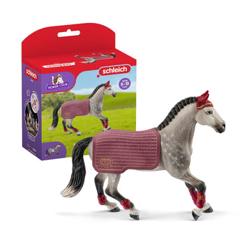 Schleich Horse Club Trakehner Mare Riding Tournament Horse Toy Figurine - Authentic Mare Horse Toy With Removable Blanket For Boys And Girls Imagination And Play, Gift For Kids Ages 5+