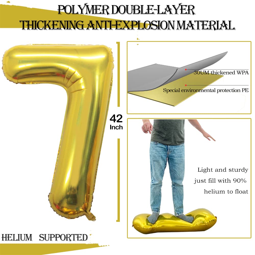 GOER Jumbo Gold Number 70 Balloon - 42 Inch Foil Helium for 70th Birthday & Anniversary Decorations