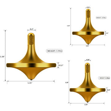 CHEETOP Stainless Steel Spinning Top  enhanced Exquisite Perfect Balance Well Made Metal Desk EDC Little Fidget Toy  Spin Long Time Over 6 Minutes  Great Value (Bronze  3PCS Large + Medium + Small)