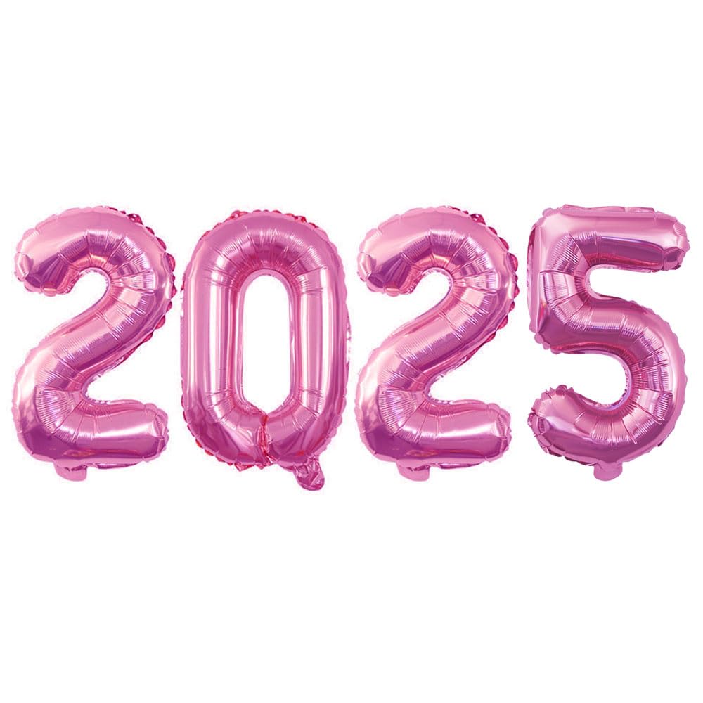 Goer 2025 Foil Number Balloons For 2025 New Year Eve Festival Party Supplies Graduation Decorations (Hot Pink,16 Inch)