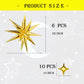 6 Pcs Explosion Star Foil Balloons- 12 Point Star Balloons,Gold Spike Balloons And 10Pcs Four Pointed Star Balloos For Party Sup