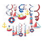 KRISTIN PARADISE 30Ct Nautical Hanging Swirl Decorations, Ahoy Boy Birthday Ceiling Streamers, Baby Shower Theme, Sailor Party S