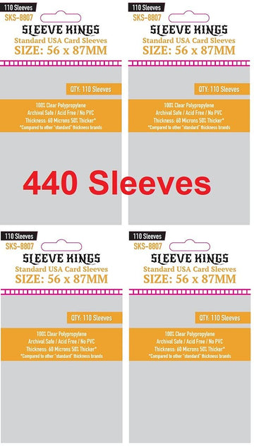 Sleeve Kings Standard Usa Card Sleeves 56 X 87 Mm (4X110 Pack, 440 Sleeves)
