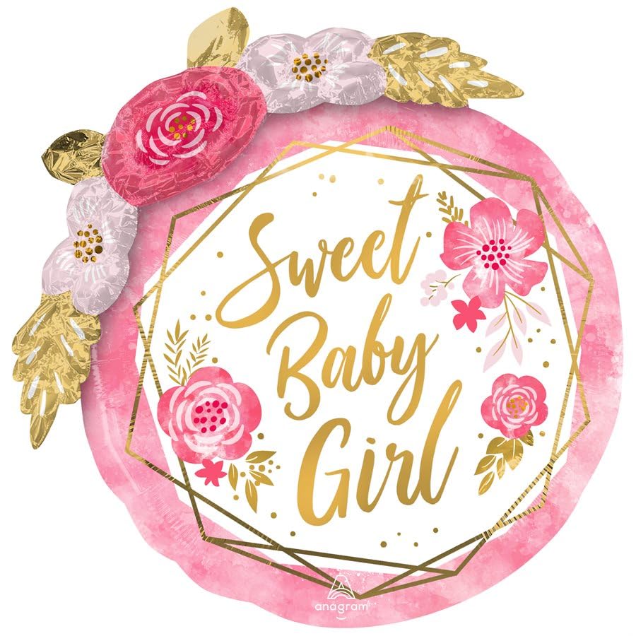 Sweet Baby Girl W/Flowers Supershape Mylar Balloon 27 | 1ct
