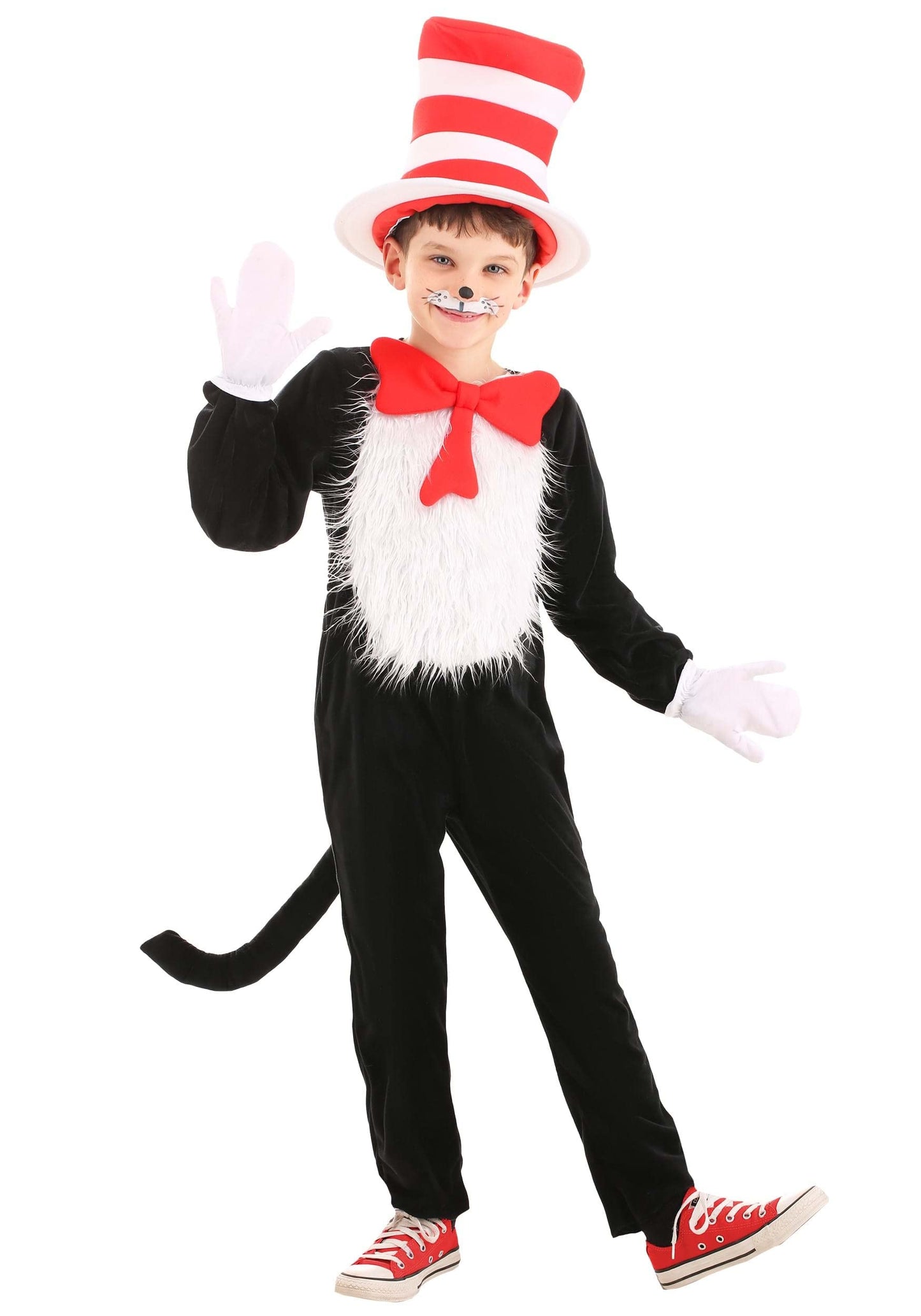 Cat In The Hat Kids Costume Medium Black