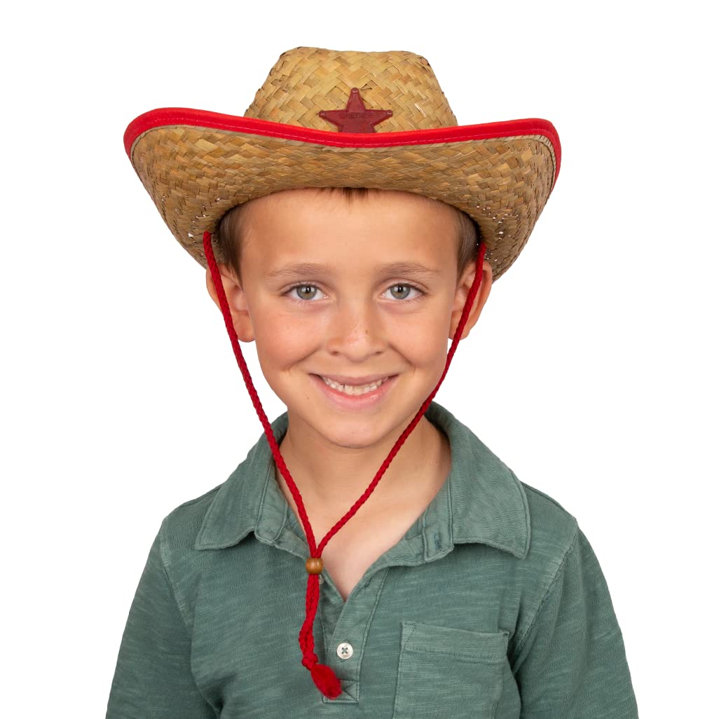 Funny Party Hats Cowboy Party Hats - 12 Straw Cowboy Hats - Medium - Red, Blue - Costume Headwear - For children, cowboy party p