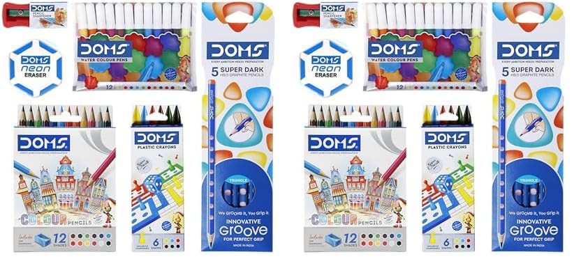 Doms Champions Kit | Perfect Value Pack | Kit for School Essentials | Gifting Range for Kids | Combination of 6 Stationery Items