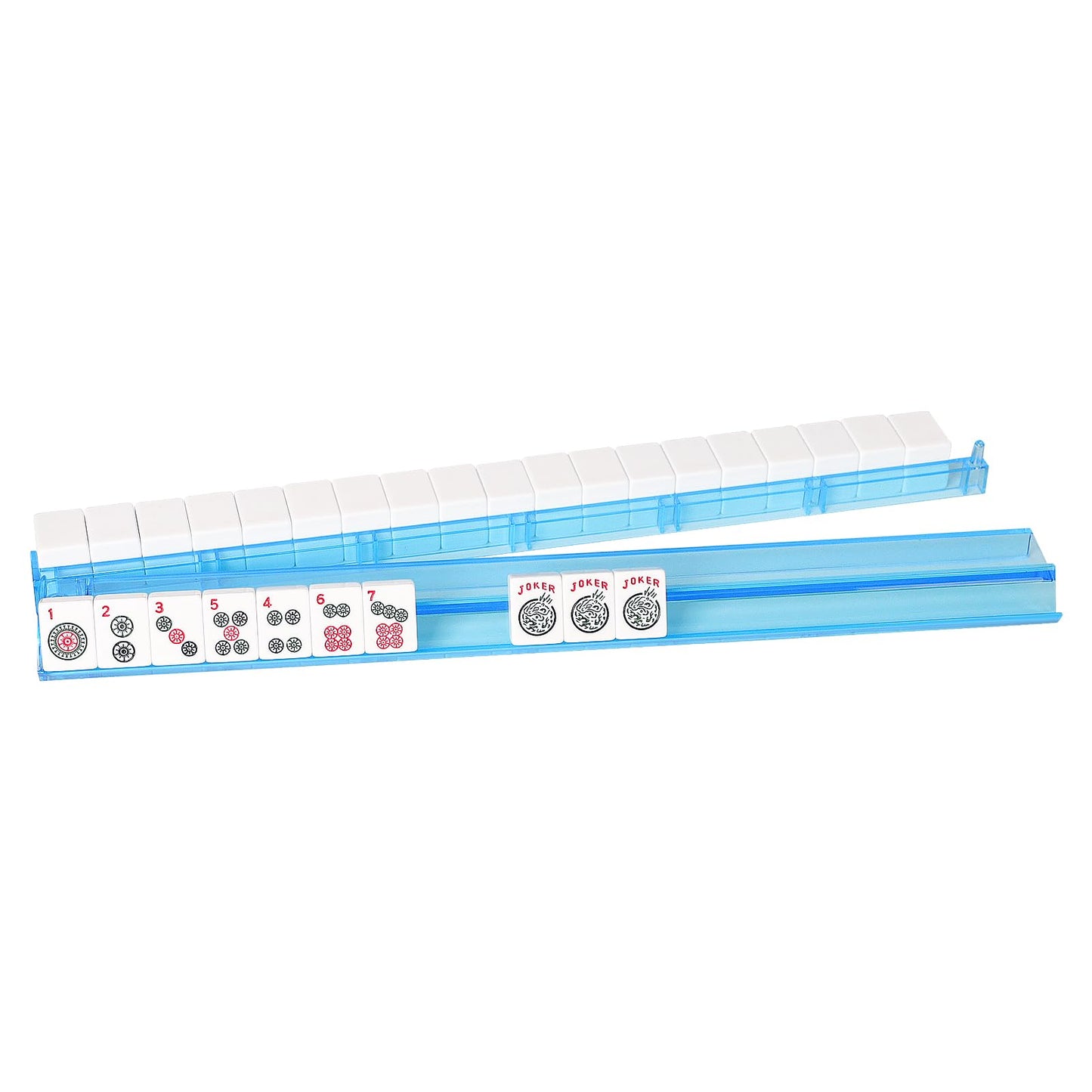 Gustaria All-In-One Tile Rack & Pusher, Clear Acrylic Mahjong Combo, Modern American Majiang Tile Set Of 4, Multi Color
