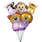 Party Decorz Animal Foil Balloon Of 6 Pcs (6pcs Animal Face Small Foil Balloon) For Kids Safari/Zoo/Jungle Animal Theme Birthday