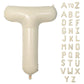 Biapian 40 Inch Letter T Balloons, Giant Cream T Foil Balloon, Big Single Alphabet A-Z Balloons, Beige Large Aluminum T Balloons
