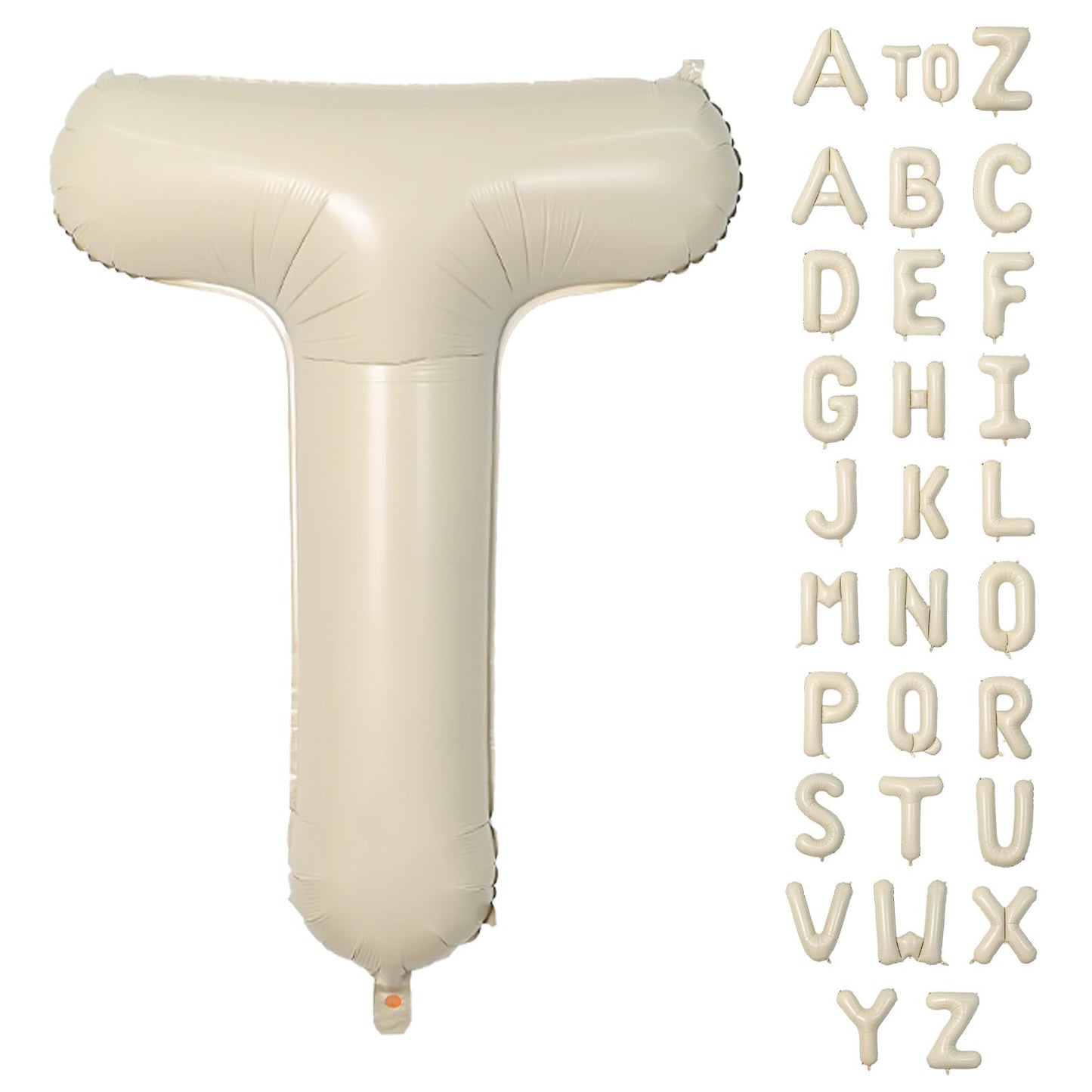 Biapian 40 Inch Letter T Balloons, Giant Cream T Foil Balloon, Big Single Alphabet A-Z Balloons, Beige Large Aluminum T Balloons