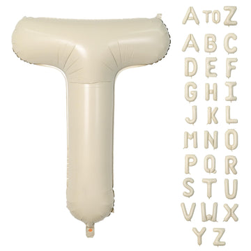 Biapian 40 Inch Letter T Balloons, Giant Cream T Foil Balloon, Big Single Alphabet A-Z Balloons, Beige Large Aluminum T Balloons