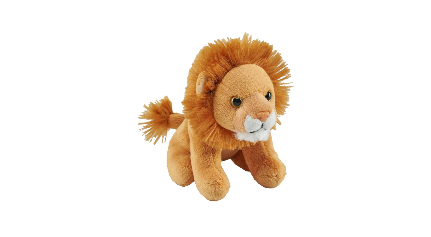 Wild Republic Pocketkins Eco Lion, Stuffed Animal, 5 Inches, Plush Toy, Made From Recycled Materials, Eco Friendly