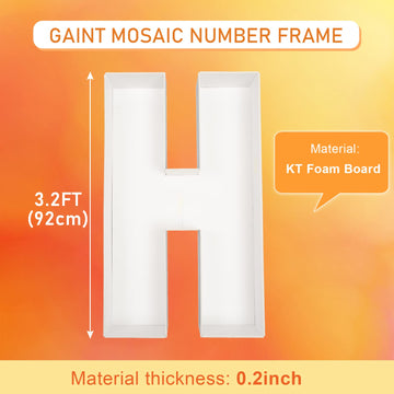 3Ft Large Marquee Letters Mosaic Balloon Frame Pre-Cut Foam Board Marquee Light Up Letters H For Birthday Party Decorations,Wedd