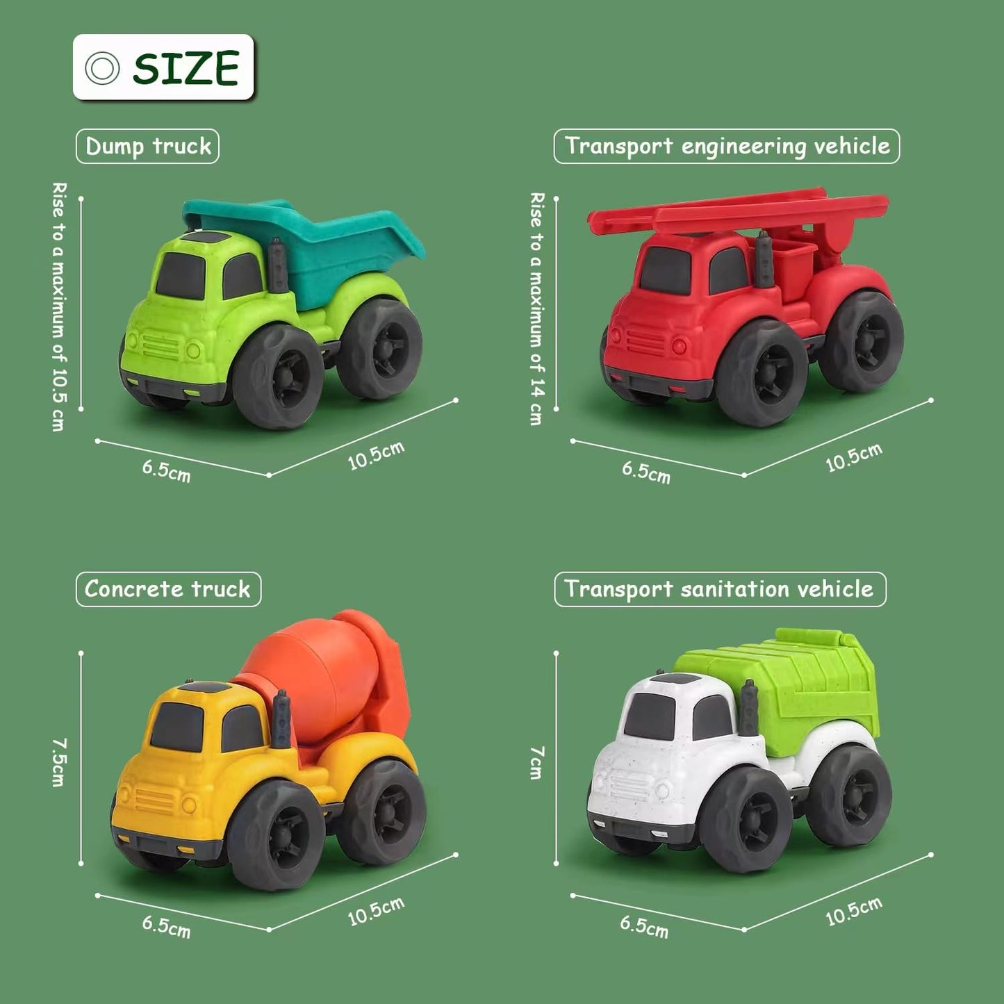 Toddler Car Toys for 1-3 Year Old, 4 Pcs Dump Truck Toys and Mixer Cement,BPA Free Outdoor Toys for Toddlers,Christmas Birthday