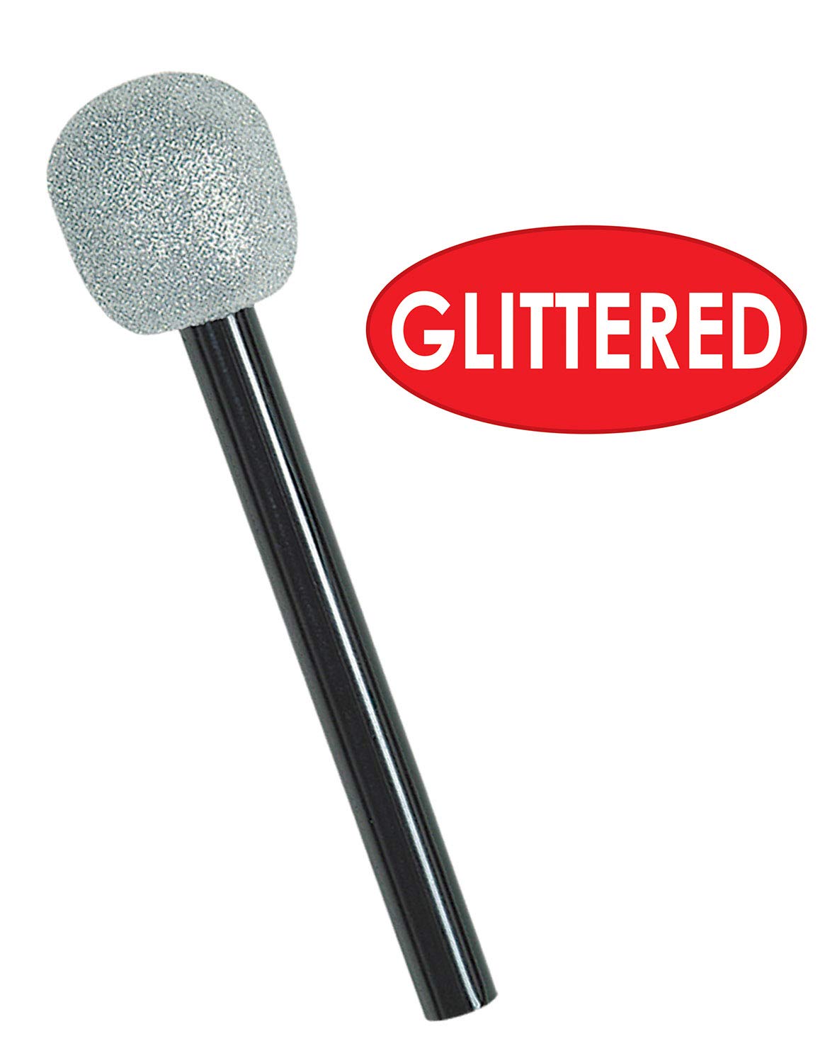 Beistle Silver and Black Glittered Microphone