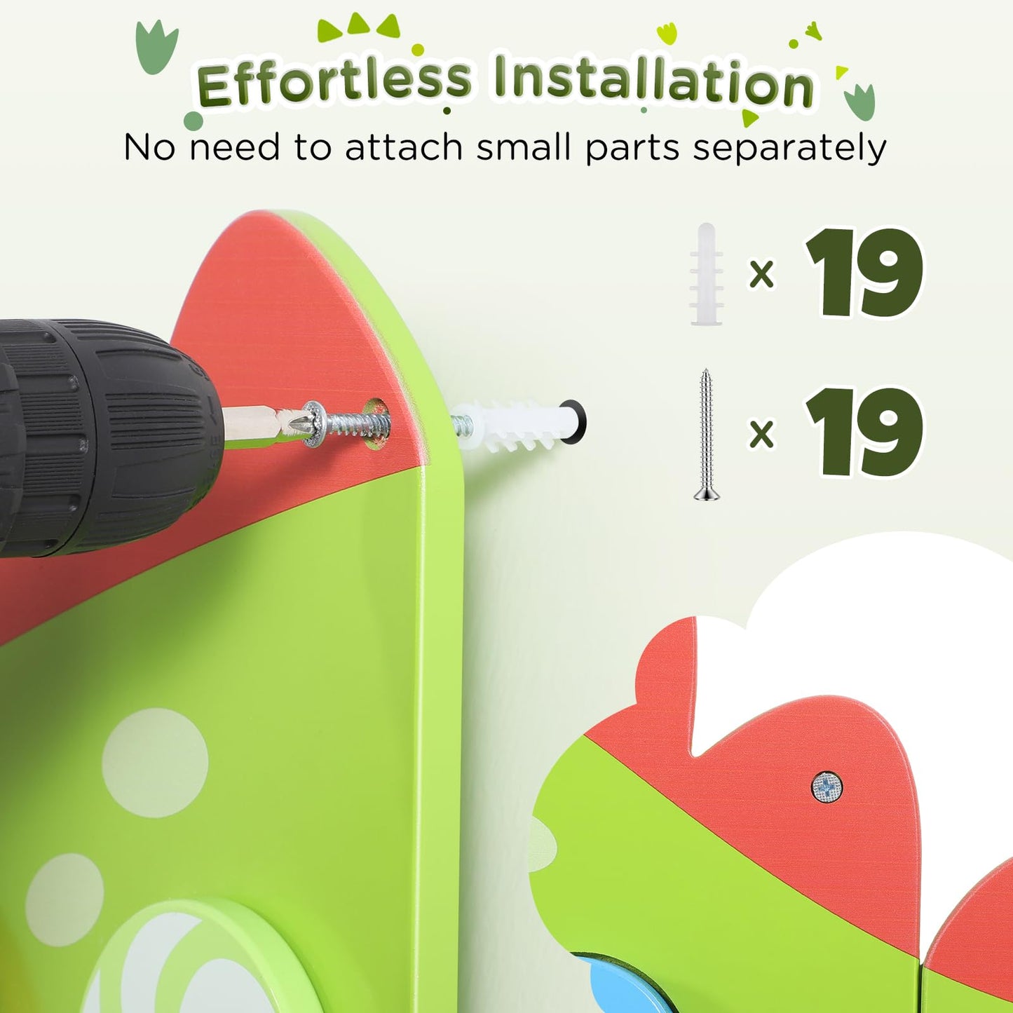 Joyibay Dinosaur Sensory Wall Panel: Sensory Wall Toy Wooden Dinosaur Busy Board Sensory Board Wall Toys 8 Sensory Activities Ga