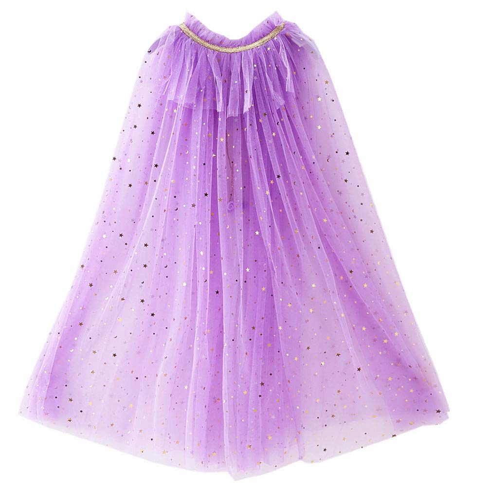 Lovely Mermaid Girls Cape Cloak Princess Shining Halloween Christmas Dress Up Birthday (Purple)