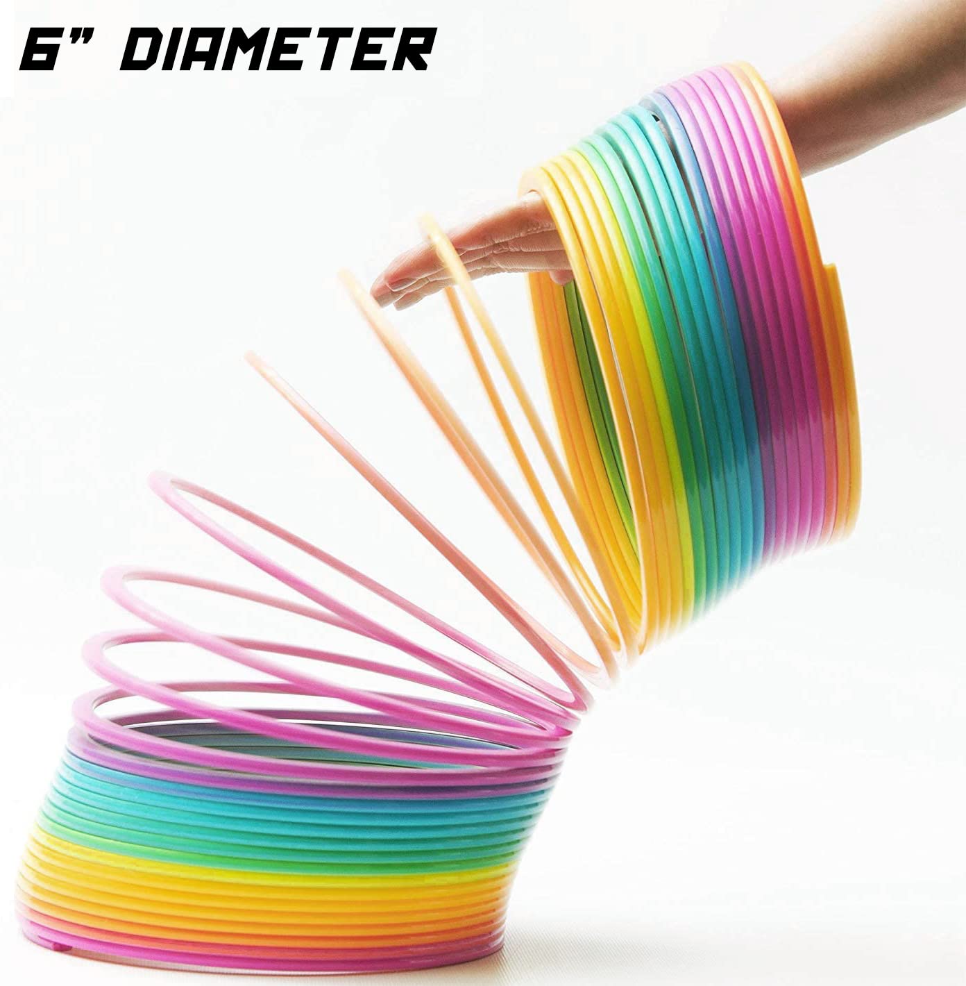 Liberty Imports 6 Jumbo Rainbow Coil Spring - Giant Classic Novelty Toy, Big Fun Large Magic Walking Magic Spring for Fidget and