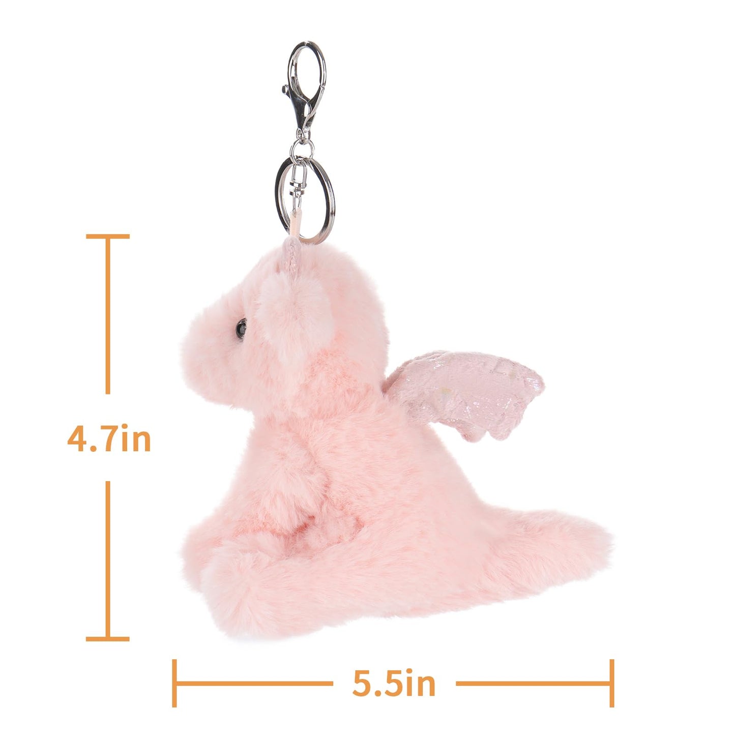 Apricot Lamb Cute Toys Plush Pink Dragon Dinosaur Stuffed Animal Soft Keychain For Kids Bag, Purse, Backpack, Handbag (Pink Drag