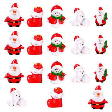 Amosfun 18Pcs Christmas Miniature Decorations Mini Santa Snowman Figurine Xmas Fairy Garden Accessories Winter Holiday Party Favors Centerpieces (Random Style)
