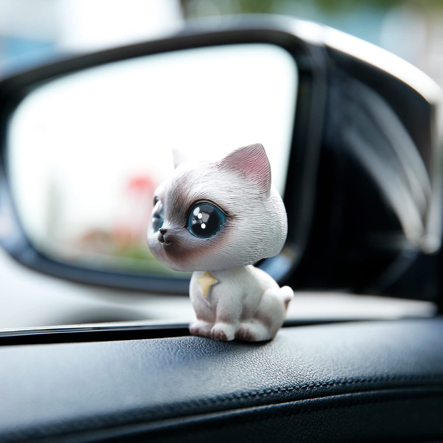YGMONER Cat Bobblehead Ornament - Gray Resin Shake Head Decoration (Siamese) Model mgygs50269 for Car Dashboard