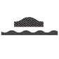 Ashley Productions Magnetic Scallop Border, White Messy Dots On Black, 12 Feet Per Pack, 6 Packs