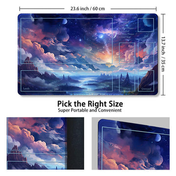 enhanced Stitched MTG Playmat with Zones and Non-Slip Rubber Backing - TCG Play Mat for MTG and Other Card Games - Colorful Design with Vintage Look and Feel (DKT (68) Zones)