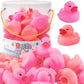 36 Pieces Classic Rubber Duck Bath Toys - No Holes Bpa Free Floating Duckies For Boys Baby Shower, Party Favors, Kids Gifts (Pink)