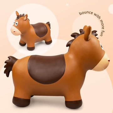 Playzap Bouncy Animal, Bouncing Jumping Horse Animal Hopper Hopping Toys, Inflatable Bouncy Ride On Toy For Kids/Toddlers/Children (Pump Included)