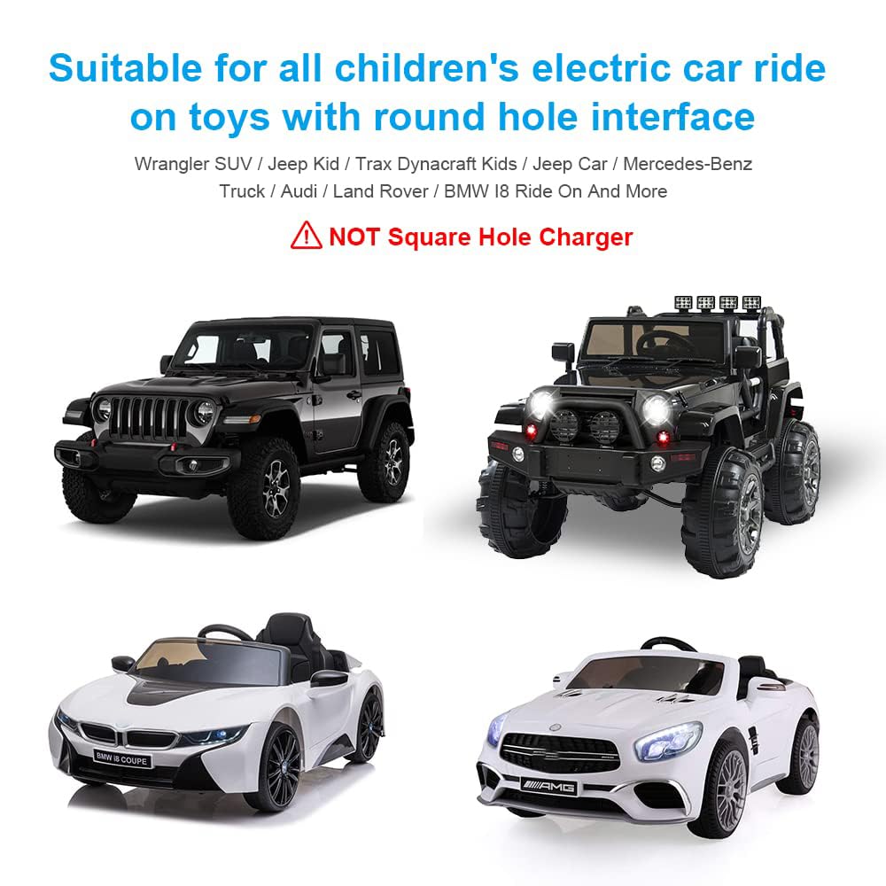 12V Battery Charger For Ride On Car Toys, 12 Volt Kids Universal Charger For Mercedes Bmw I8 Electric Toy Car, Jeep, Lamborghini