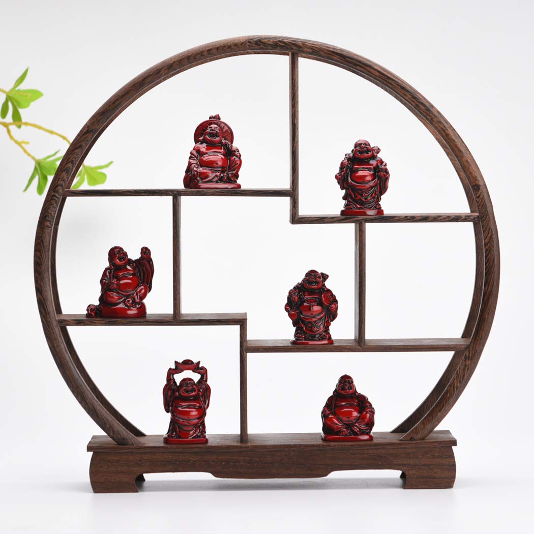 Brabud Feng Shui 2In Red Resin Laughing Buddha Statue Figurines Set Of 6 Bs001