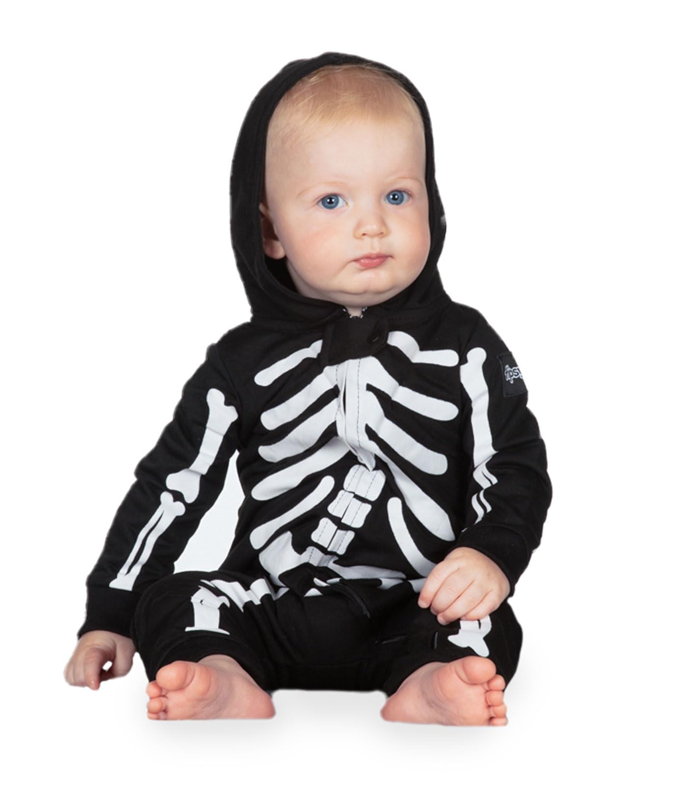 Tipsy Elves Kids Skeleton Halloween Costume Jumpsuit For Babies And Toddlers - Unisex Sizing - Spooky White Skeleton Halloween Costume For Boys And Girls Size 18M