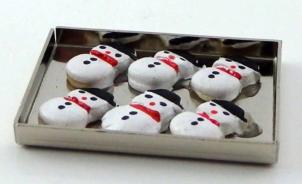 Dollhouse Miniature Cookies on Sheet, Snowman