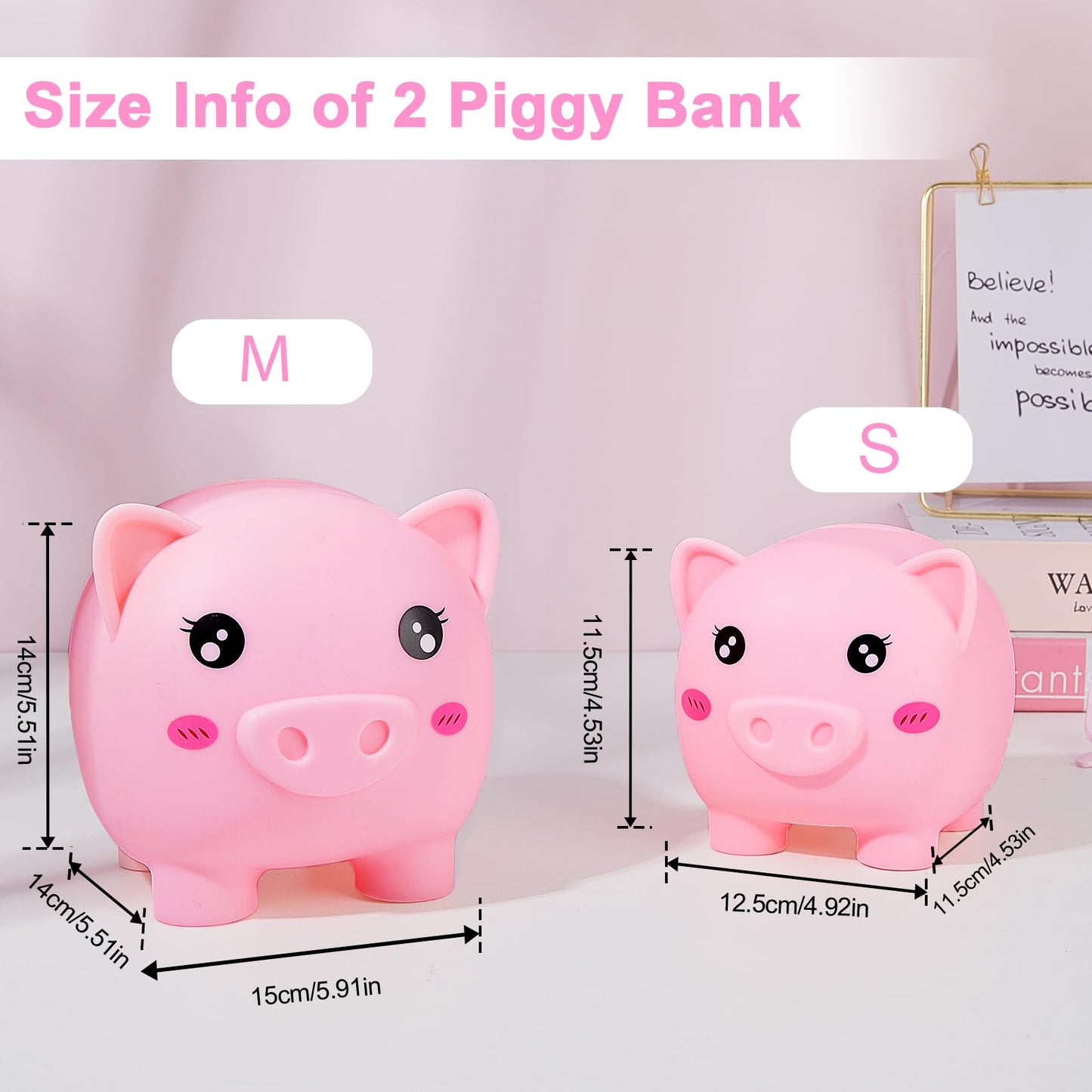 Piggy Bank For Kids Girls, Unbreakable Money Saving Bank With Flower Alphbet Sticker To Diy Piggy Money Bank