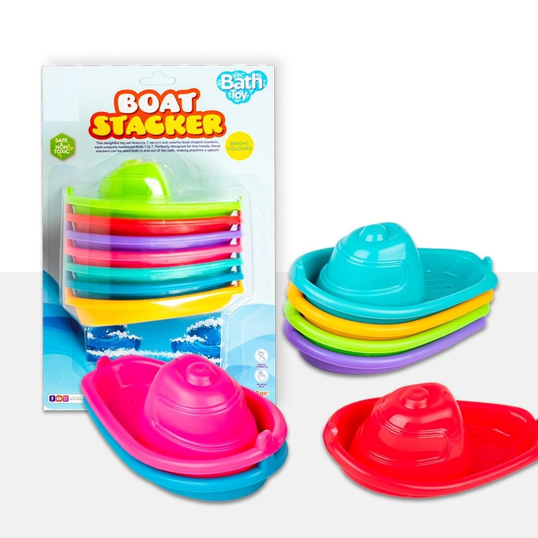 ZOKATO Boat Stacker 2in1 Stacking & Bath Toys, Bright & Engaging Design, Educational Toy for Kids 8+ Months