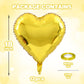 12 Pcs Heart Balloons, 18 inch Gold Heart Shaped Balloons, Big Heart Helium Balloons, Heart Love Foil Balloons for Wedding Baby