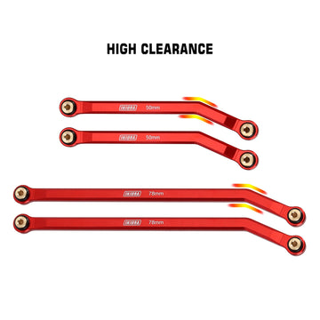 INJORA High Clearance Front 4 Links Set for SCX24 Gladiator Dodge Power Wagon 1/24 RC Crawler Car Axial, 8PCS (Red)