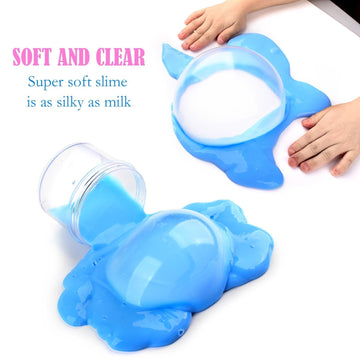 2 Pack Jelly Cube Slime Kit, With Pink & Blue Clear Water Slime, Super Soft & Non-Sticky, Bulk Christmas Slime, Classroom Prize,