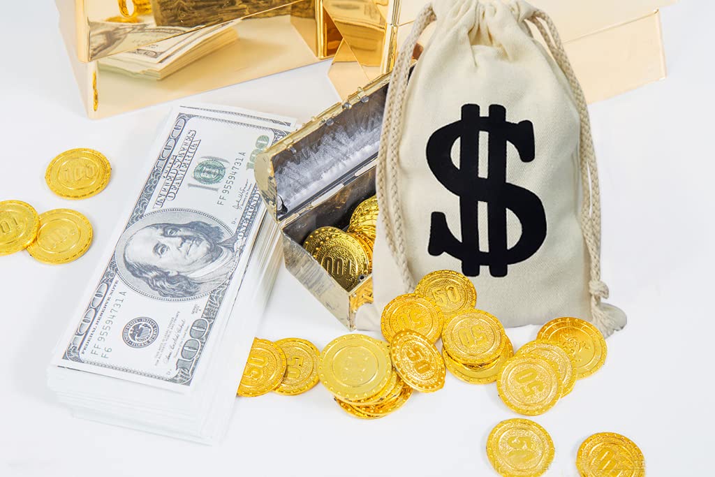 6Pack 6.3 X 9 Inches Money Bag - Prop Dollar Sign Carrying Sack For Toy Party Favor, Bank Robber Pirate Cowboy Cosplay Theme Par