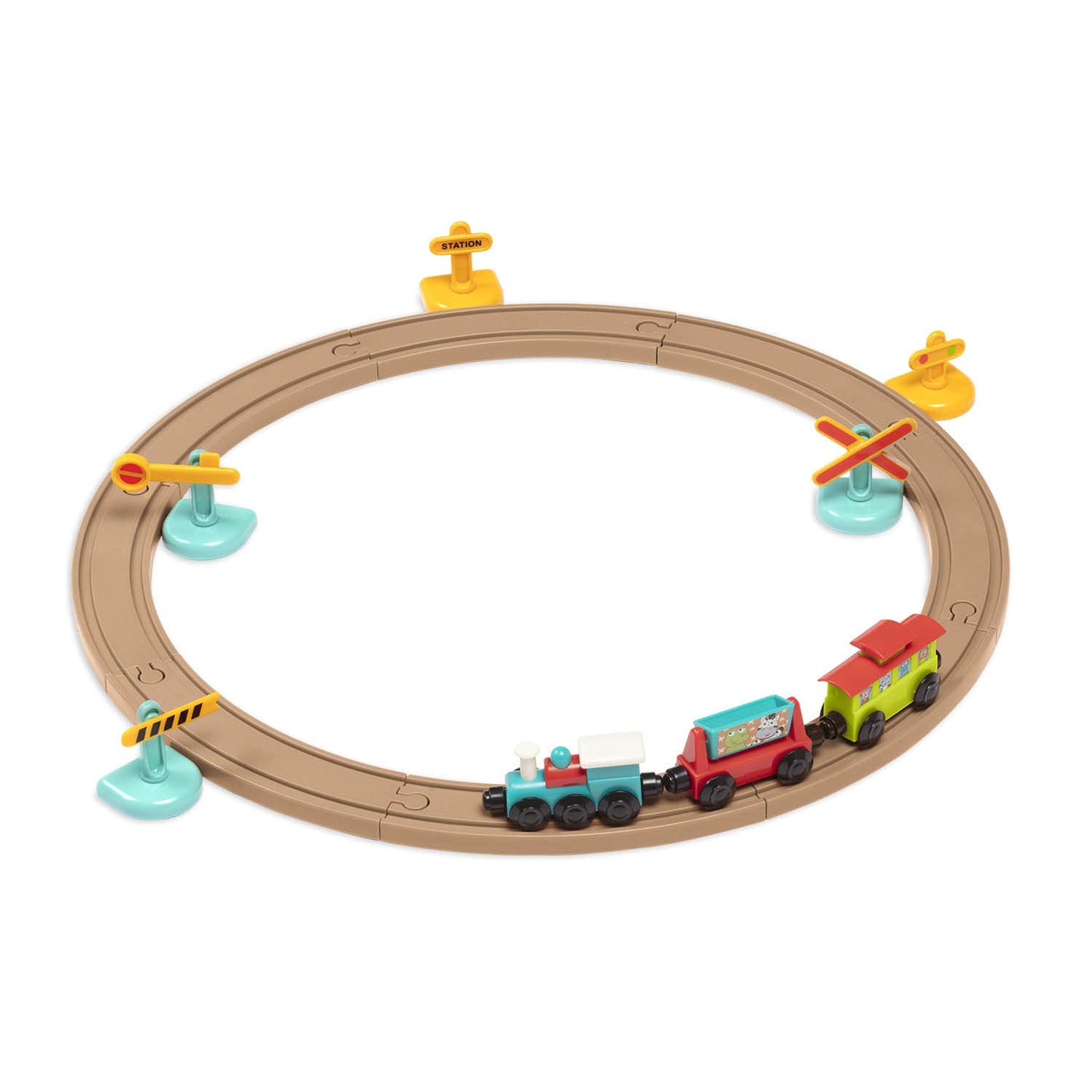 Battat - Train Set For Kids, Toddlers - 29Pc Train Track Set With Trains And Accessories - Developmental Toy- All Aboard Train S
