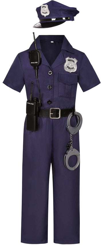 Kakalver Kids Police Officer Costume Girls Cop Costume For Halloween Police Dress Up Party Police Gifts