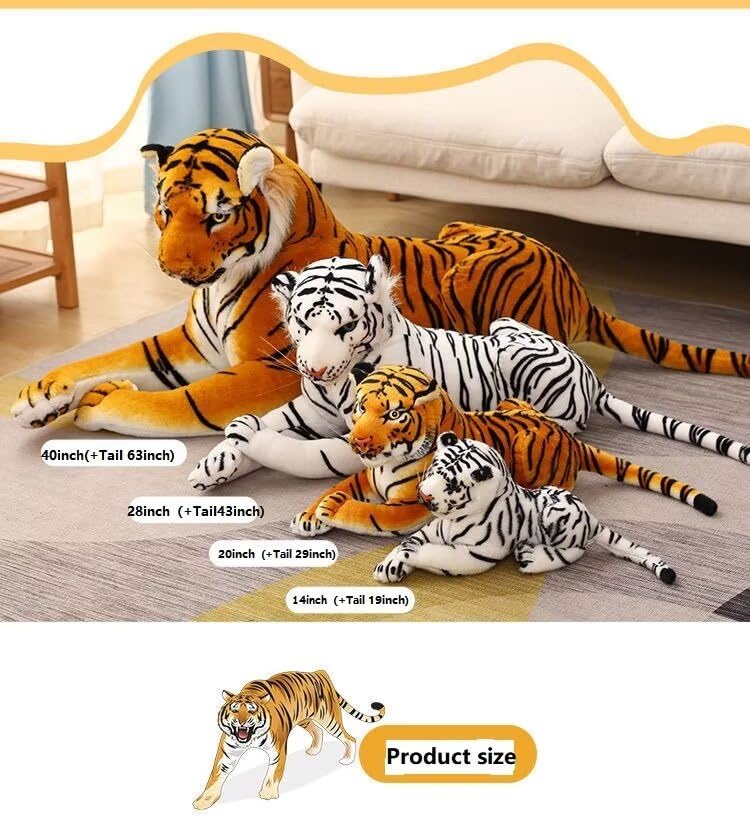 Dhxstsm Large Stuffed Tiger Plush Toy- Giant Tiger Stuffed Animal -Big Plush Toy (28Inches,Excluding Tail)