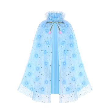 Hsctek Light Up Princess Cape, Blue Princess Dress Up Tulle Cape, Coloful Princess Outfit Costume Accessories Kids Toddlers Girls