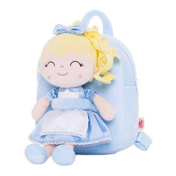 Gloveleya Toddler Backpack For Girls Kids Backpacks Soft Girl Toys Plush Baby Girl Gifts With Plush Princess Alice Doll Blue 9''