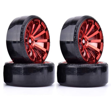 RC Plastic Wheel and Tire Set,WONFAST RC Drift Car 63mm Hard Tyres 12mm Hub Wheel for 1/10 On-Road Drifting Car Parts for HSP Ta