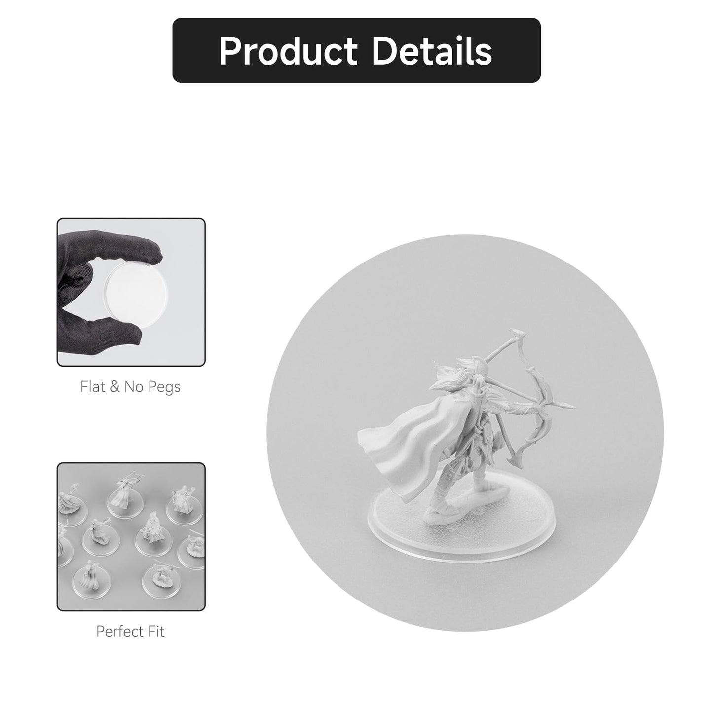 Displaymore 100Pcs Mix Round Plastic Model Bases 40Mm/1.57 Inch Wide For Gaming Miniatures Or Wargames Role Playing Board Game F