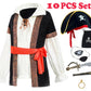 10 Pcs Pirate Costume Kids Coat Pants Hat With Accessories Deluxe Set For Party Cosplay 11-12 Years